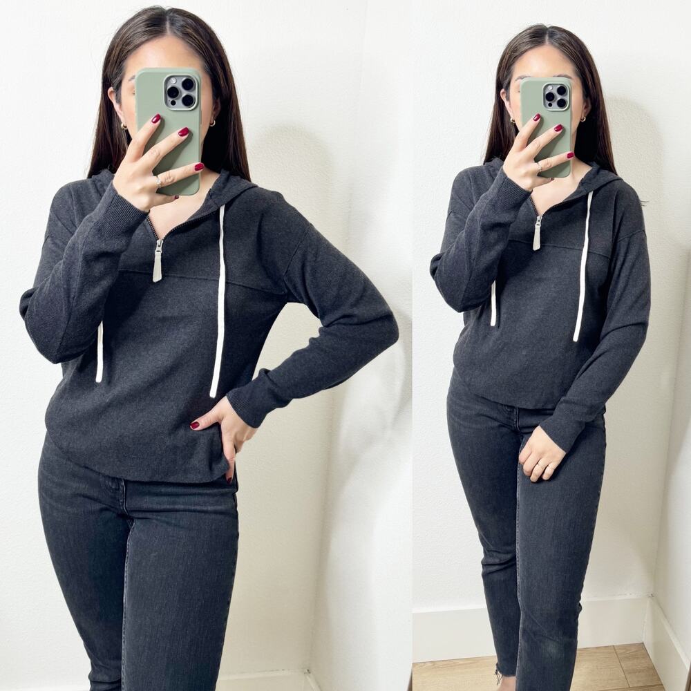 NWT Johnny Was Calme Washable Cotton Cashmere Sporty Half Zip Hoodie Sweater XS